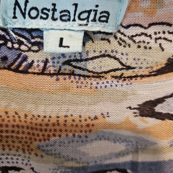 Nostalgia Women's Vintage 90s Multicolor Boho High-Low Sleeveless Blouse, Large - Picture 2 of 11